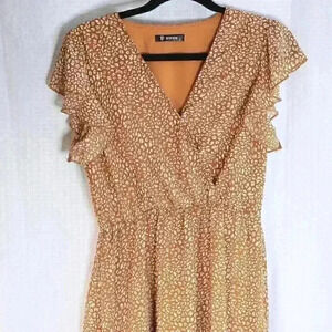 BTFBM Size S Brown/white leopard print maxi dress vneck